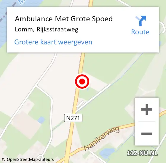 Locatie op kaart van de 112 melding: Ambulance Met Grote Spoed Naar Lomm, Rijksstraatweg op 27 december 2019 14:26