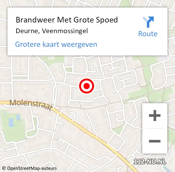 Locatie op kaart van de 112 melding: Brandweer Met Grote Spoed Naar Deurne, Veenmossingel op 27 december 2019 14:43