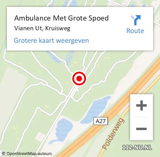 Locatie op kaart van de 112 melding: Ambulance Met Grote Spoed Naar Vianen Ut, Kruisweg op 27 december 2019 14:44