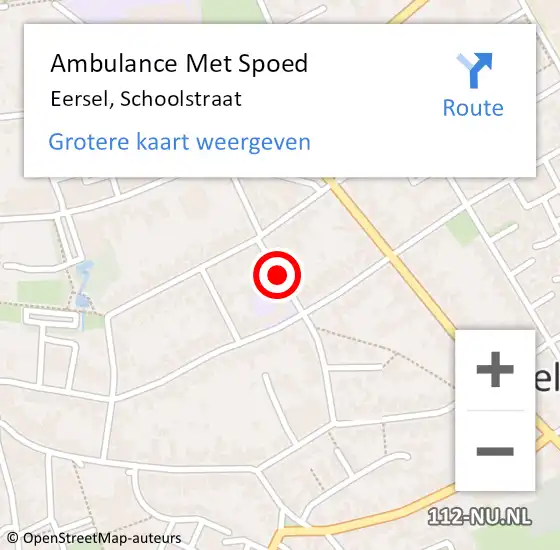 Locatie op kaart van de 112 melding: Ambulance Met Spoed Naar Eersel, Schoolstraat op 27 december 2019 14:45