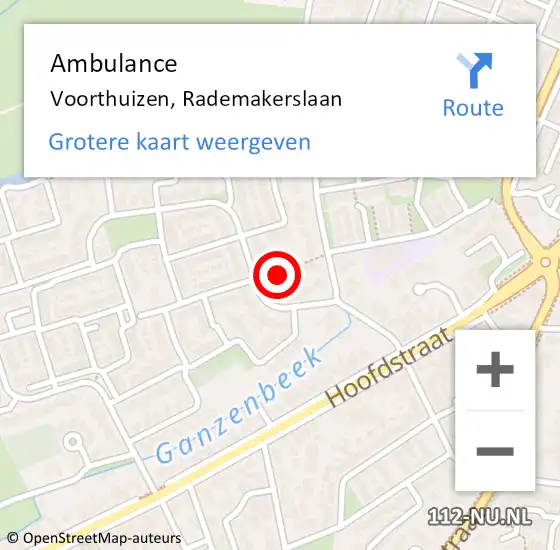 Locatie op kaart van de 112 melding: Ambulance Voorthuizen, Rademakerslaan op 27 december 2019 14:57