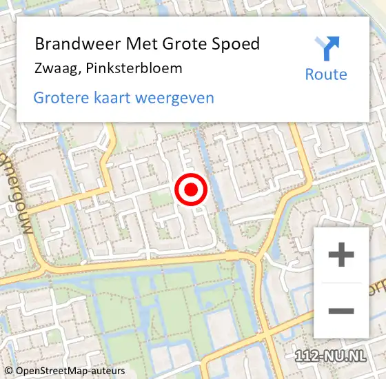 Locatie op kaart van de 112 melding: Brandweer Met Grote Spoed Naar Zwaag, Pinksterbloem op 27 december 2019 15:22