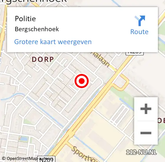 Locatie op kaart van de 112 melding: Politie Bergschenhoek op 27 december 2019 15:38