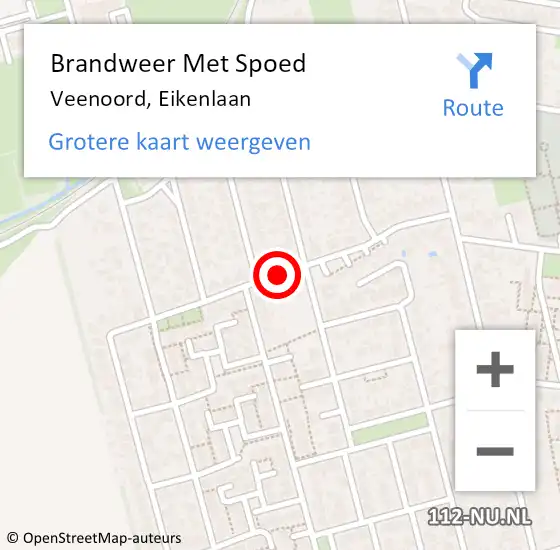 Locatie op kaart van de 112 melding: Brandweer Met Spoed Naar Veenoord, Eikenlaan op 27 december 2019 16:03