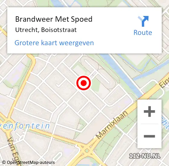 Locatie op kaart van de 112 melding: Brandweer Met Spoed Naar Utrecht, Boisotstraat op 27 december 2019 16:18