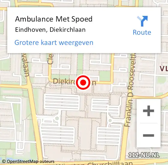 Locatie op kaart van de 112 melding: Ambulance Met Spoed Naar Eindhoven, Diekirchlaan op 27 december 2019 18:20