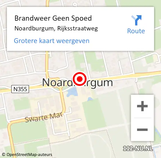 Locatie op kaart van de 112 melding: Brandweer Geen Spoed Naar Noardburgum, Rijksstraatweg op 27 december 2019 18:41