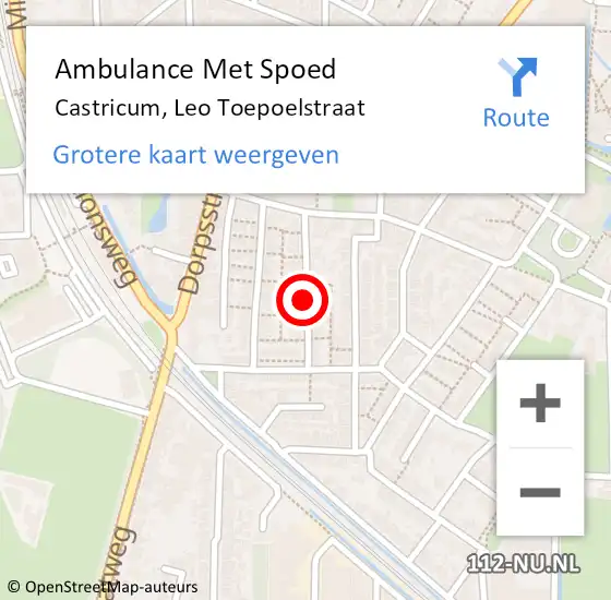 Locatie op kaart van de 112 melding: Ambulance Met Spoed Naar Castricum, Leo Toepoelstraat op 27 december 2019 19:56