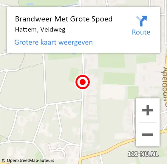 Locatie op kaart van de 112 melding: Brandweer Met Grote Spoed Naar Hattem, Veldweg op 27 december 2019 20:19