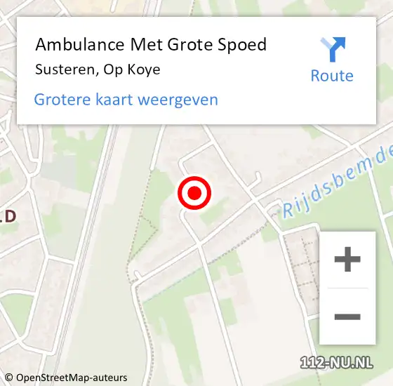 Locatie op kaart van de 112 melding: Ambulance Met Grote Spoed Naar Susteren, Op Koye op 27 december 2019 20:20