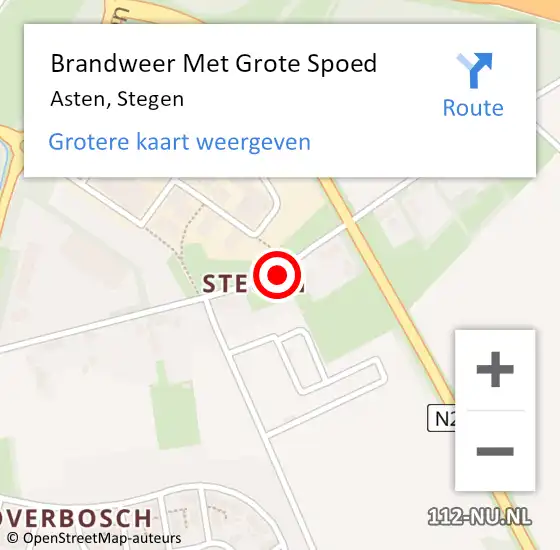 Locatie op kaart van de 112 melding: Brandweer Met Grote Spoed Naar Asten, Stegen op 27 december 2019 20:37