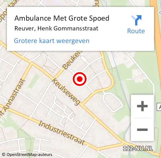 Locatie op kaart van de 112 melding: Ambulance Met Grote Spoed Naar Reuver, Henk Gommansstraat op 27 december 2019 20:46