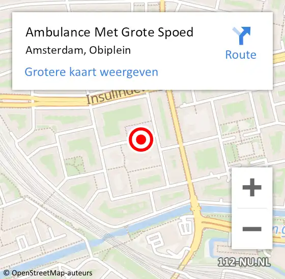 Locatie op kaart van de 112 melding: Ambulance Met Grote Spoed Naar Amsterdam, Obiplein op 27 december 2019 22:00