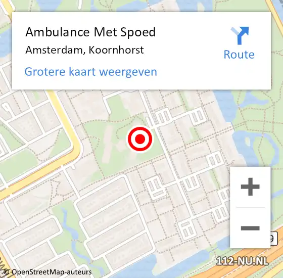 Locatie op kaart van de 112 melding: Ambulance Met Spoed Naar Amsterdam, Koornhorst op 27 december 2019 22:37