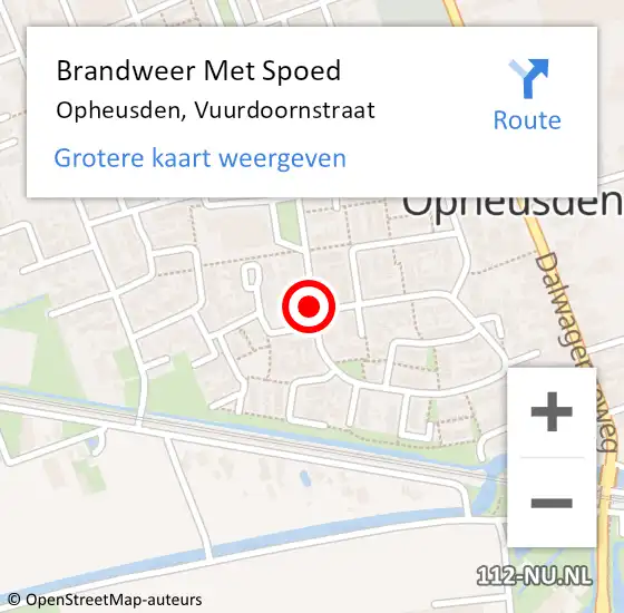 Locatie op kaart van de 112 melding: Brandweer Met Spoed Naar Opheusden, Vuurdoornstraat op 28 december 2019 01:51