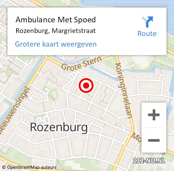 Locatie op kaart van de 112 melding: Ambulance Met Spoed Naar Rozenburg, Margrietstraat op 28 december 2019 02:59