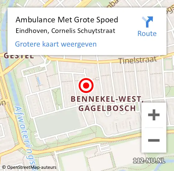 Locatie op kaart van de 112 melding: Ambulance Met Grote Spoed Naar Eindhoven, Cornelis Schuytstraat op 28 december 2019 03:30