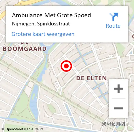 Locatie op kaart van de 112 melding: Ambulance Met Grote Spoed Naar Nijmegen, Spinklosstraat op 28 december 2019 07:23