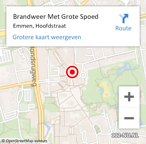 Locatie op kaart van de 112 melding: Brandweer Met Grote Spoed Naar Emmen, Hoofdstraat op 28 december 2019 08:59