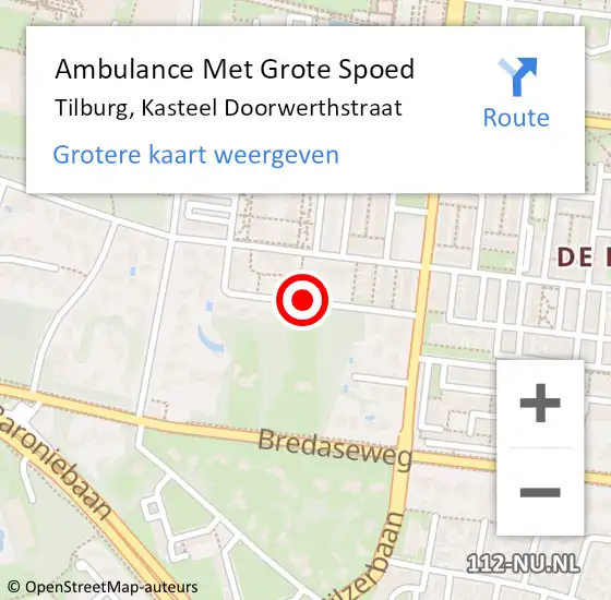 Locatie op kaart van de 112 melding: Ambulance Met Grote Spoed Naar Tilburg, Kasteel Doorwerthstraat op 28 december 2019 09:29