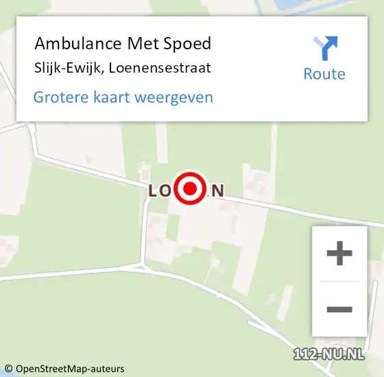 Locatie op kaart van de 112 melding: Ambulance Met Spoed Naar Slijk-Ewijk, Loenensestraat op 28 december 2019 09:36