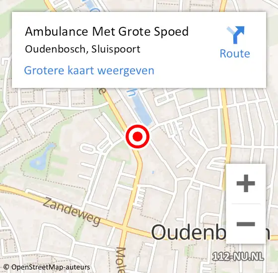 Locatie op kaart van de 112 melding: Ambulance Met Grote Spoed Naar Oudenbosch, Sluispoort op 28 december 2019 10:00