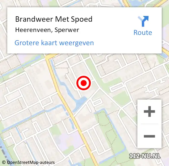 Locatie op kaart van de 112 melding: Brandweer Met Spoed Naar Heerenveen, Sperwer op 28 december 2019 10:56