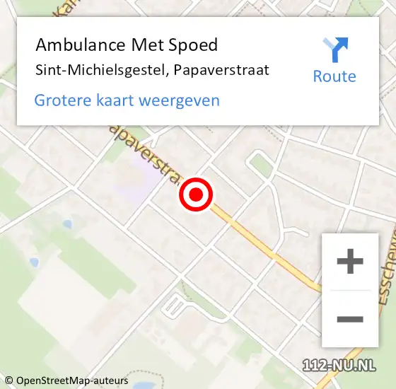 Locatie op kaart van de 112 melding: Ambulance Met Spoed Naar Sint-Michielsgestel, Papaverstraat op 28 december 2019 11:26