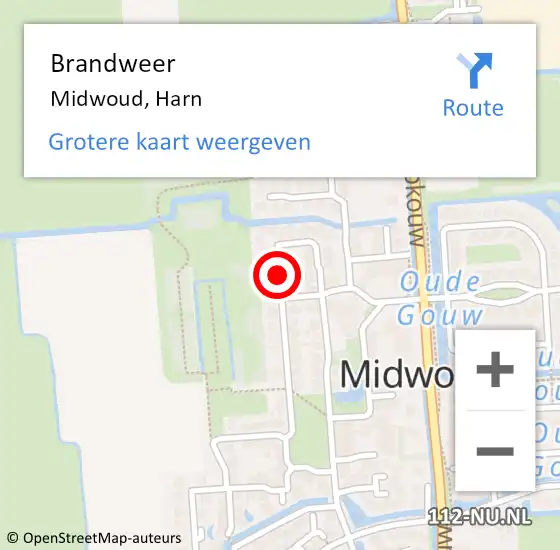 Locatie op kaart van de 112 melding: Brandweer Midwoud, Harn op 28 december 2019 11:51