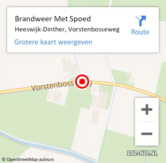 Locatie op kaart van de 112 melding: Brandweer Met Spoed Naar Heeswijk-Dinther, Vorstenbosseweg op 28 december 2019 13:57