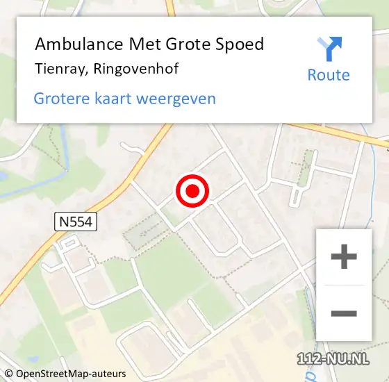 Locatie op kaart van de 112 melding: Ambulance Met Grote Spoed Naar Tienray, Ringovenhof op 28 december 2019 16:13
