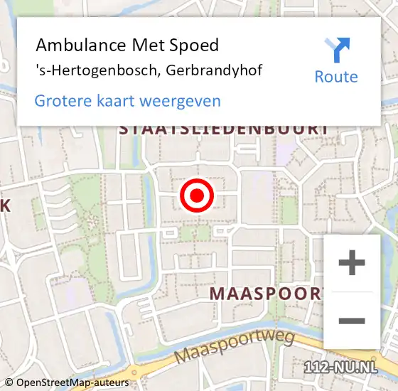 Locatie op kaart van de 112 melding: Ambulance Met Spoed Naar 's-Hertogenbosch, Gerbrandyhof op 28 december 2019 16:38
