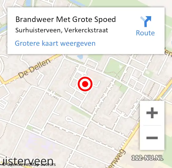 Locatie op kaart van de 112 melding: Brandweer Met Grote Spoed Naar Surhuisterveen, Verkerckstraat op 28 december 2019 17:19