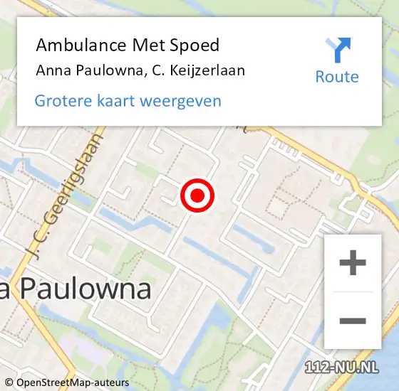 Locatie op kaart van de 112 melding: Ambulance Met Spoed Naar Anna Paulowna, C. Keijzerlaan op 28 december 2019 17:30