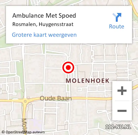 Locatie op kaart van de 112 melding: Ambulance Met Spoed Naar Rosmalen, Huygensstraat op 28 december 2019 19:08