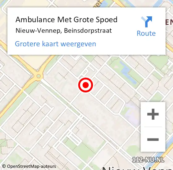 Locatie op kaart van de 112 melding: Ambulance Met Grote Spoed Naar Nieuw-Vennep, Beinsdorpstraat op 28 december 2019 20:07