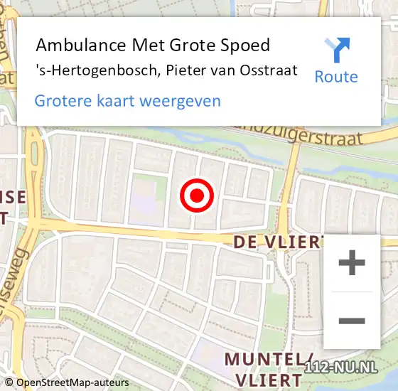 Locatie op kaart van de 112 melding: Ambulance Met Grote Spoed Naar 's-Hertogenbosch, Pieter van Osstraat op 28 december 2019 20:23