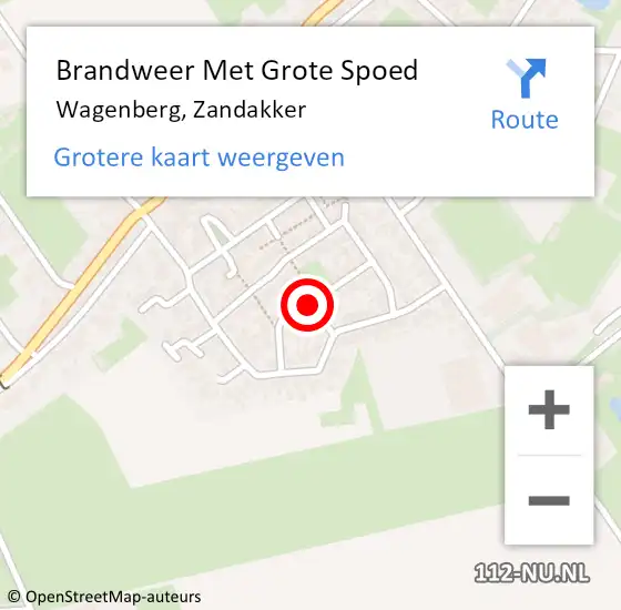 Locatie op kaart van de 112 melding: Brandweer Met Grote Spoed Naar Wagenberg, Zandakker op 28 december 2019 21:42