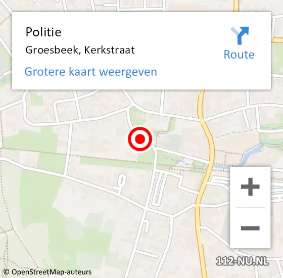 Locatie op kaart van de 112 melding: Politie Groesbeek, Kerkstraat op 28 december 2019 23:22