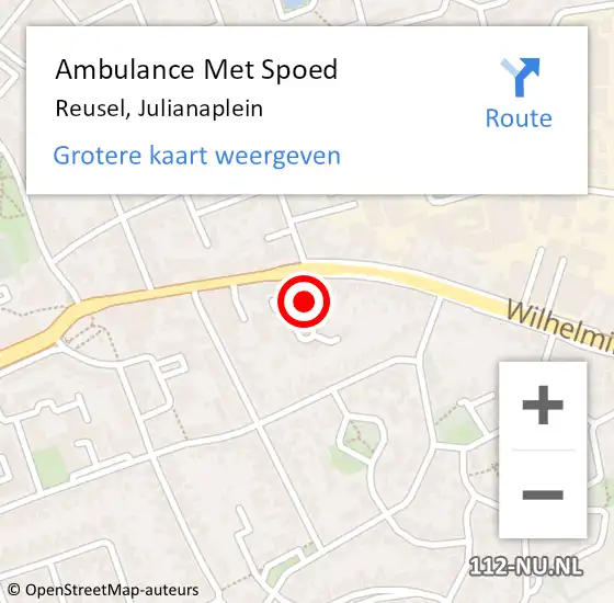 Locatie op kaart van de 112 melding: Ambulance Met Spoed Naar Reusel, Julianaplein op 29 december 2019 00:10