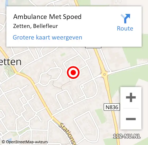 Locatie op kaart van de 112 melding: Ambulance Met Spoed Naar Zetten, Bellefleur op 29 december 2019 00:17