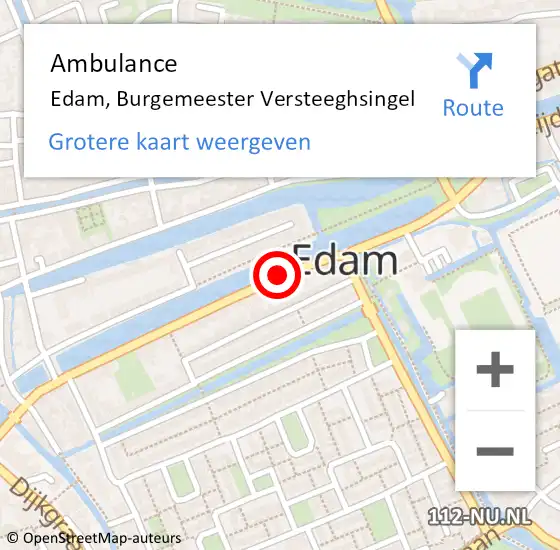 Locatie op kaart van de 112 melding: Ambulance Edam, Burgemeester Versteeghsingel op 29 december 2019 00:18
