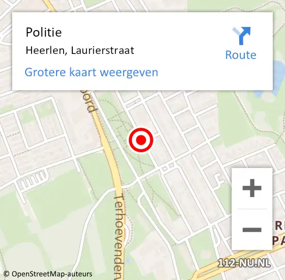 Locatie op kaart van de 112 melding: Politie Heerlen, Laurierstraat op 29 december 2019 01:14