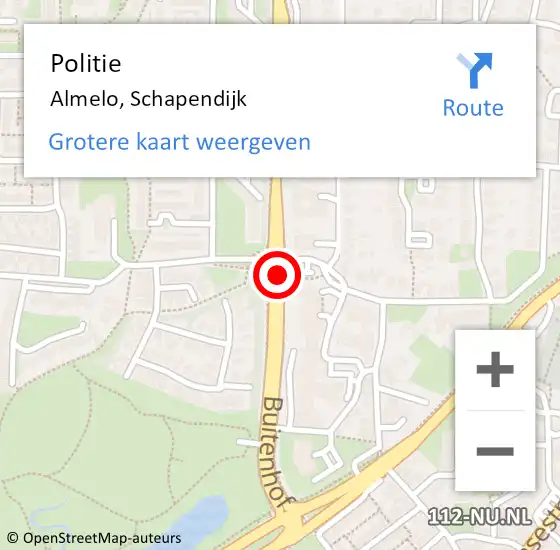 Locatie op kaart van de 112 melding: Politie Almelo, Schapendijk op 29 december 2019 02:11