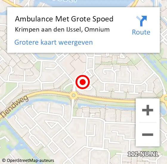 Locatie op kaart van de 112 melding: Ambulance Met Grote Spoed Naar Krimpen aan den IJssel, Omnium op 29 december 2019 02:34