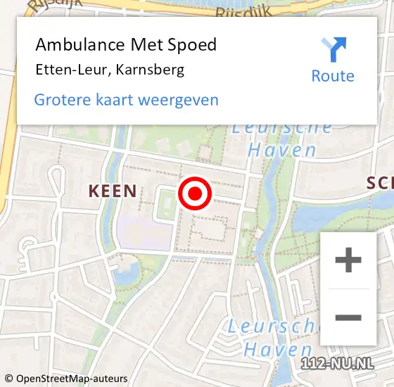 Locatie op kaart van de 112 melding: Ambulance Met Spoed Naar Etten-Leur, Karnsberg op 29 december 2019 02:42