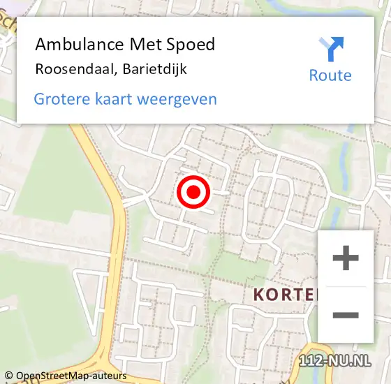 Locatie op kaart van de 112 melding: Ambulance Met Spoed Naar Roosendaal, Barietdijk op 29 december 2019 03:37