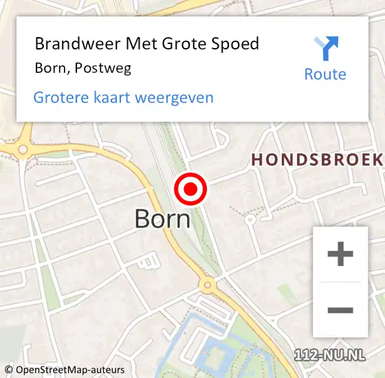 Locatie op kaart van de 112 melding: Brandweer Met Grote Spoed Naar Born, Postweg op 29 december 2019 04:30