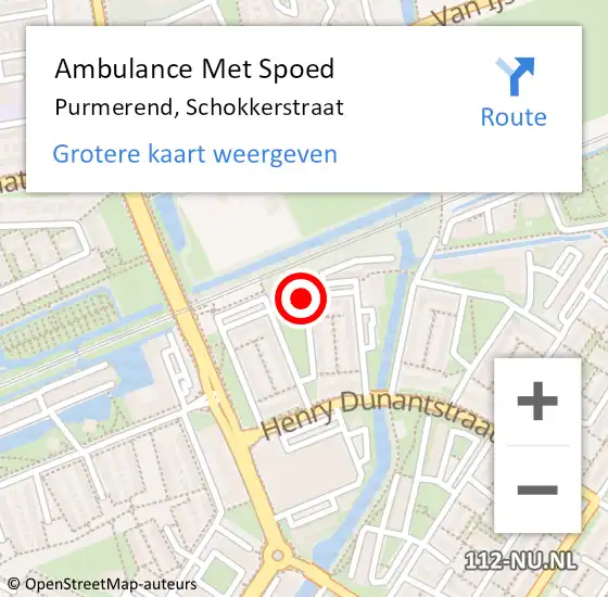 Locatie op kaart van de 112 melding: Ambulance Met Spoed Naar Purmerend, Schokkerstraat op 29 december 2019 06:03