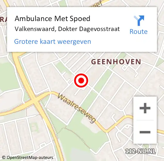 Locatie op kaart van de 112 melding: Ambulance Met Spoed Naar Valkenswaard, Dokter Dagevosstraat op 29 december 2019 06:17